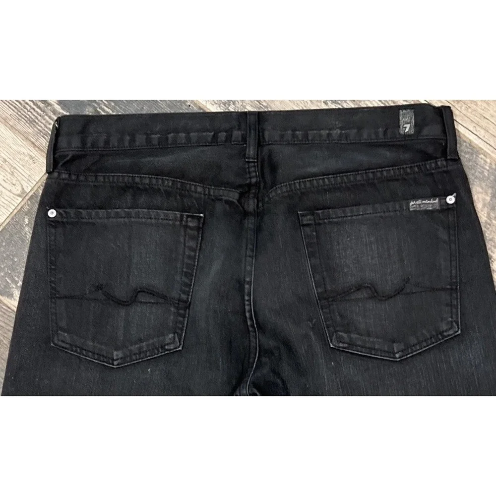 7 For All Mankind Standard Straight Leg Jeans Mens Black Denim Button Fly 34x33